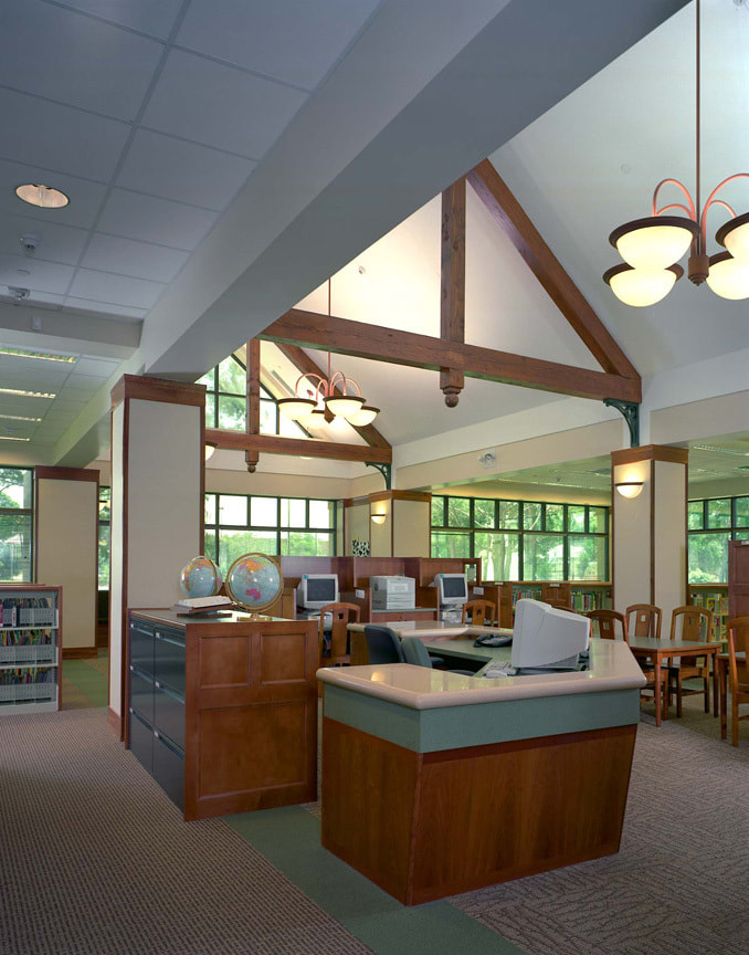 Interior image of East Baton Rouge Parish Library Baker branch. Designed by Cockfield Jackson Architects. 