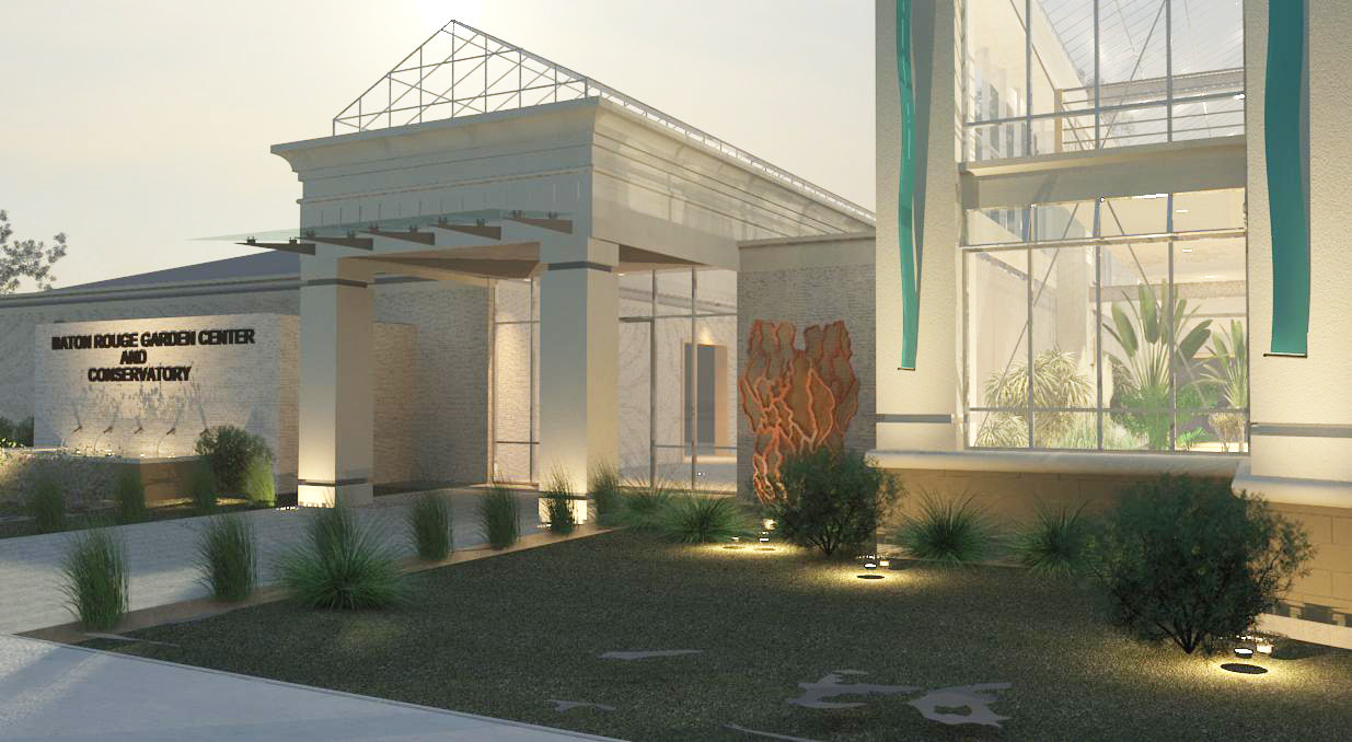 Conceptual design for multi-functional facility with a greenhouse and conservatory. Designed by Cockfield Jackson Architects.