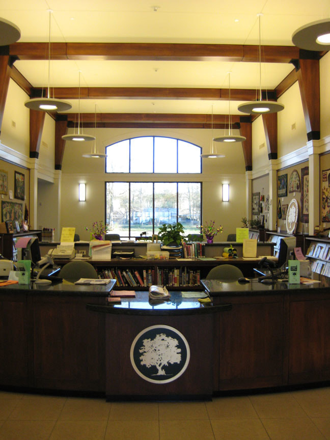 Interior image of the Denham Springs-Walker branch of Livingston Parish Library. Designed by Cockfield Jackson Architects.