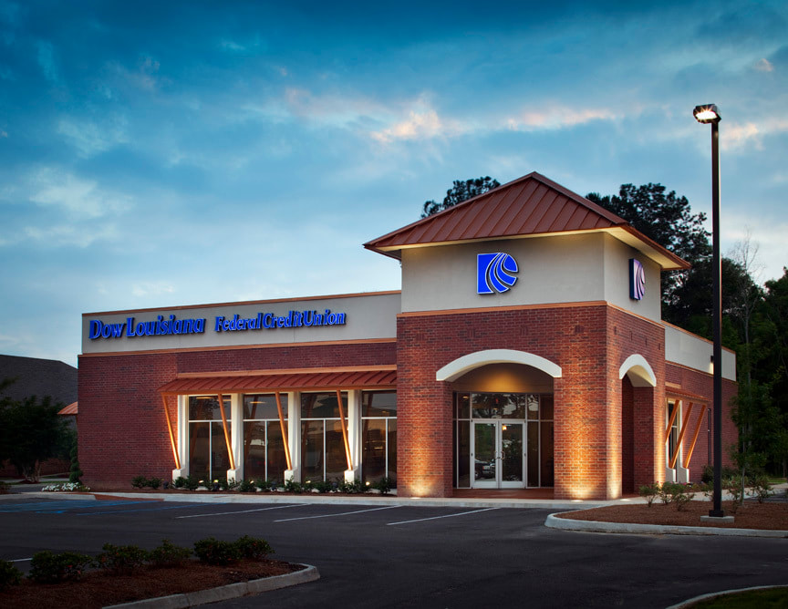 Exterior of the Walker branch of Essential Federal Credit Union. Designed by Cockfield Jackson Architects.