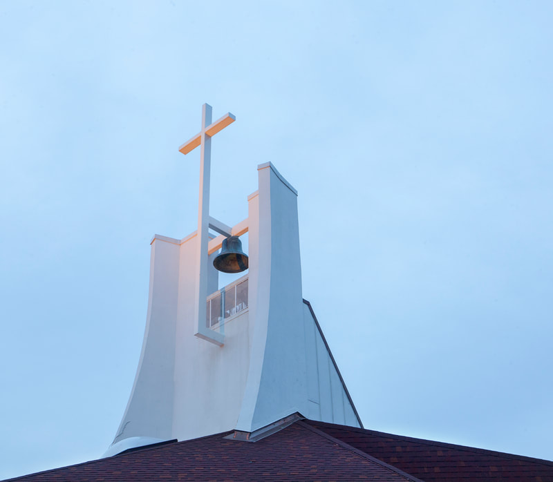 Exterior image of Holy Family Catholic Church in Port Allen, LA. Renovations by Cockfield Jackson Architects.