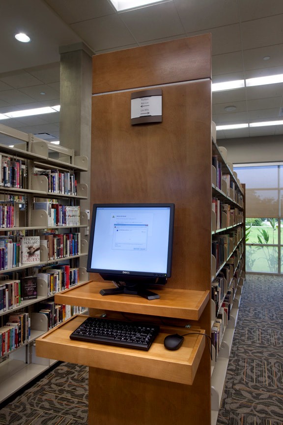 Interior image of main branch of the Livingston Parish Library. Designed by Cockfield Jackson Architects.