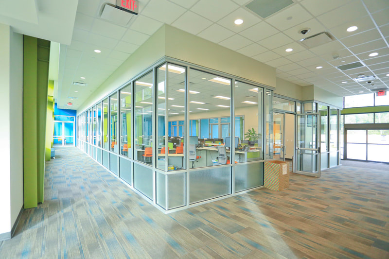 Interior image of addition to Denham Springs-Walker branch of the Livingston Parish Library. Designed by Cockfield Jackson Architects.