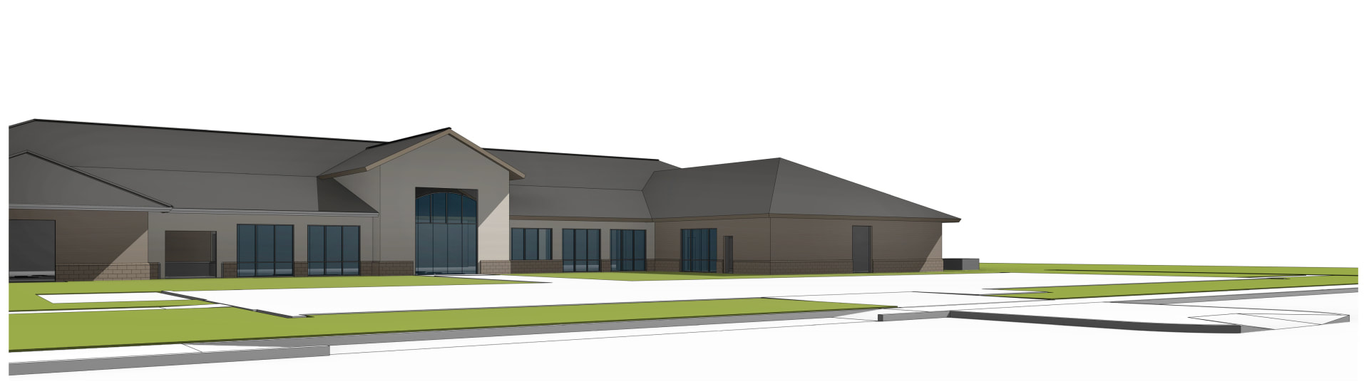 Conceptual rendering of addition to Denham Springs-Walker branch of the Livingston Parish Library. Designed by Cockfield Jackson Architects.