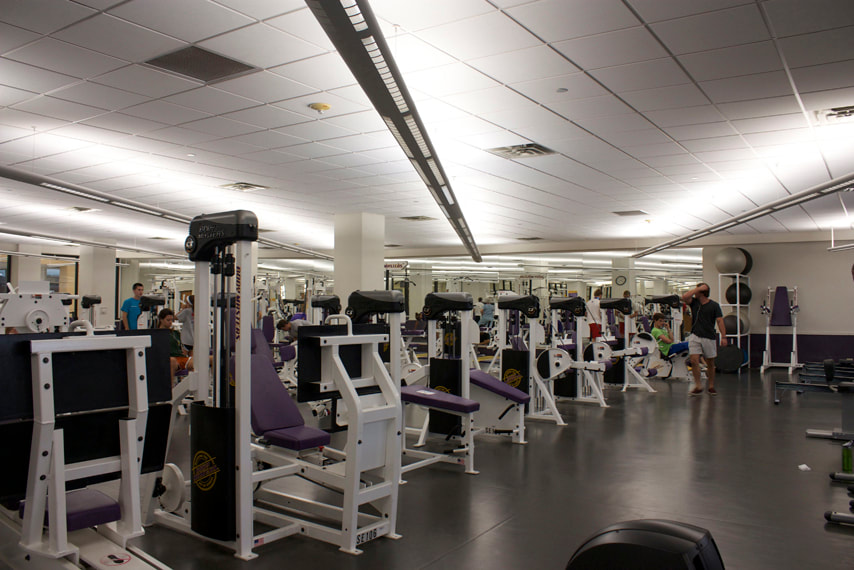 Interior image of the student recreation complex at LSU. Renovations and additions by Cockfield Jackson Architects.