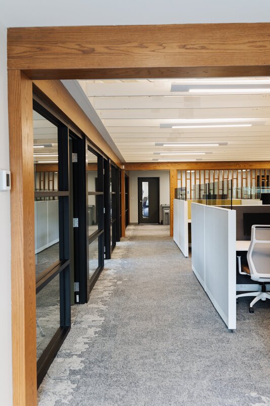 Interior image of Moran Construction Consultants office after renovation by Cockfield Jackson Architects.