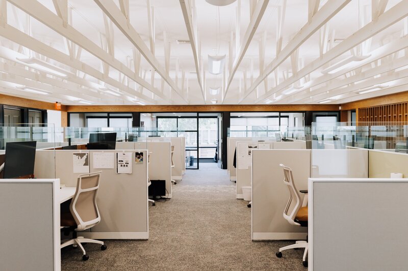 Interior image of Moran Construction Consultants office after renovation by Cockfield Jackson Architects.