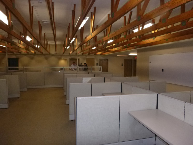Interior image of Moran Construction Consultants office prior to the renovation by Cockfield Jackson Architects.