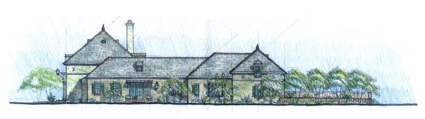 Image of house built in the Norman French architectural style. Designed by Cockfield Jackson Architects.