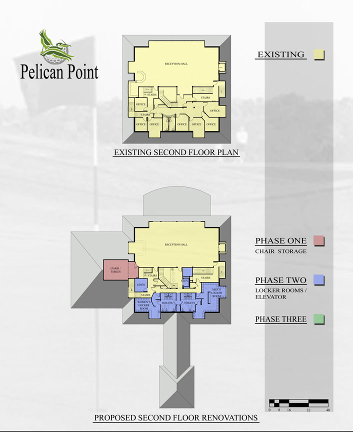 Renovation plan for Pelican Point Clubhouse. Renovation plans developed by Cockfield Jackson Architects.