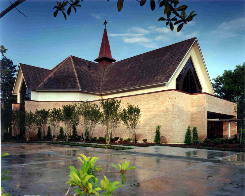 Image of St. Aloysius Catholic Church. New church building designed by Cockfield Jackson Architects. Renovation and additions also completed by Cockfield Jackson Architects.