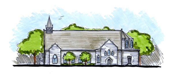 Master plan for St. John the Baptist Catholic Church. Developed by Cockfield Jackson Architects.